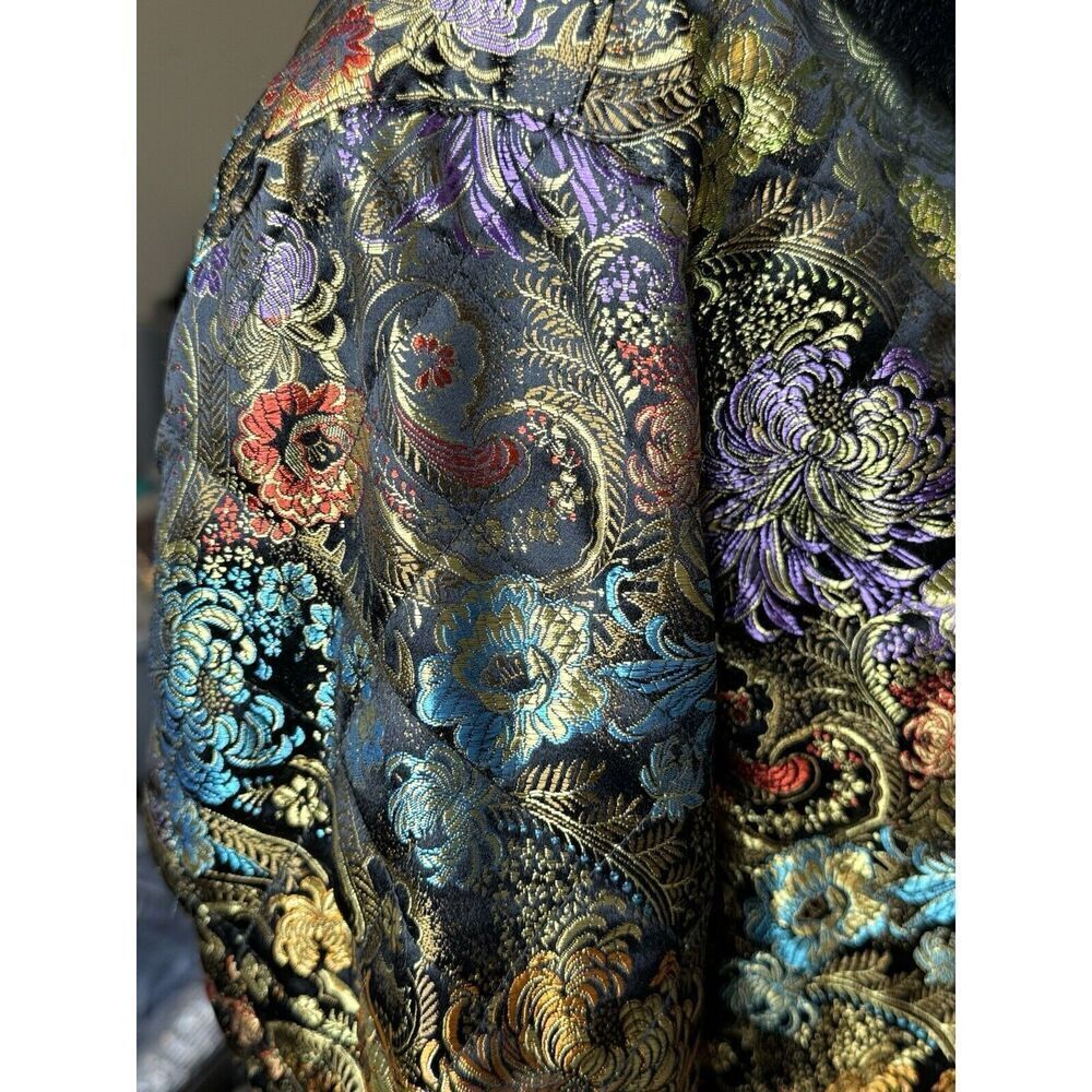 Chico's Design Floral Tapestry Style Art To Wear Jacket Detachable Collar Sz 3 - Picture 7 of 10